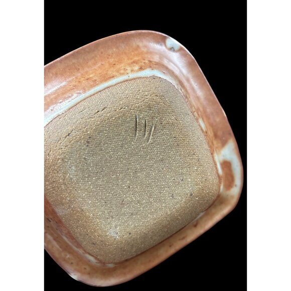 Set of 2 Vintage Hand Thrown Stoneware Art Pottery Soap Dish & Cup Speckled - Picture 5 of 13